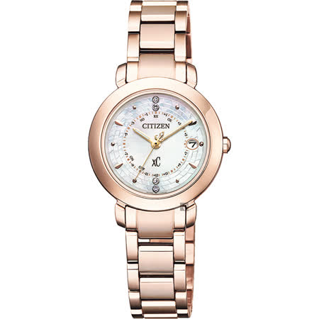Citizen 星辰xc 真鑽鈦限量光動能電波萬年曆女錶 27mm Es9444 50x Friday購物