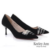 Keeley Ann極簡魅力 英格蘭紋全真皮尖頭跟鞋(黑色025932110-Ann系列) 22