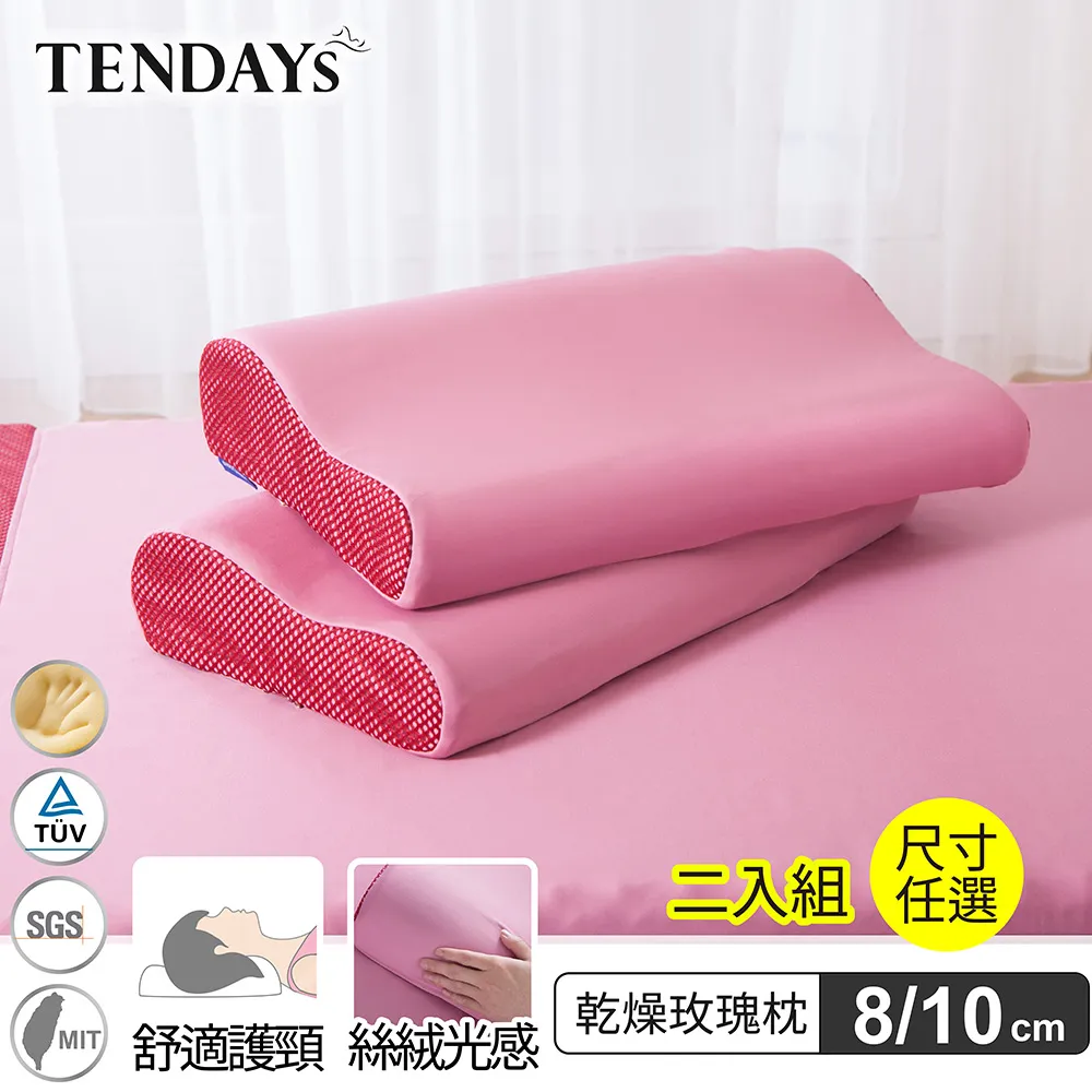 【TENDAYS】玩色柔眠記憶枕2入組(乾燥玫瑰8cm/10cm高)