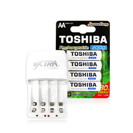 Toshiba東芝3號低自放電鎳氫充電電池00mah 4顆入 Vxtra新經濟型充電器送電池盒 Friday購物