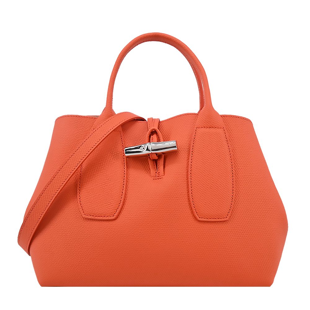 LONGCHAMP ROSEAU系列竹節卵石紋牛皮手提/斜背兩用包(中/多色選)