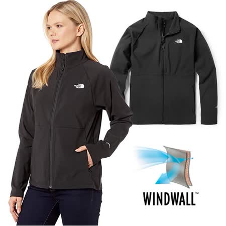 【美國 The North Face】女新款 WindWall 防風防潑立領外套.輕量機能運動夾克/49ET-JK3 黑 N