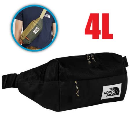 【美國 The North Face】新款 輕巧便捷休閒斜背包4L(雙向拉鍊)/單肩包/3KY6-KS7 黑 N