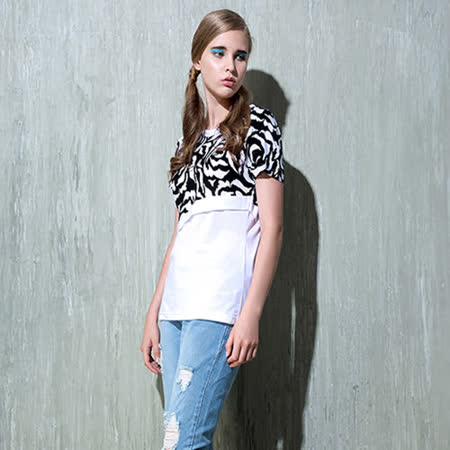 Plombiere 女匠斜邊拼接造型上衣-黑