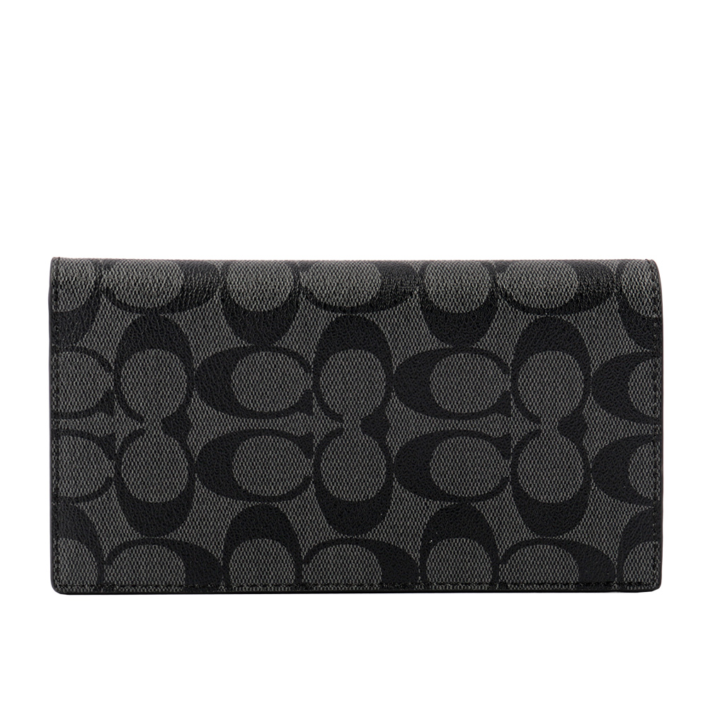 【COACH】PVC LOGO薄款護照長夾(炭灰色) 91663 QBO4G