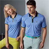 Abel Fox's Sports藍底黃邊男版短袖polo衫-WER705-26