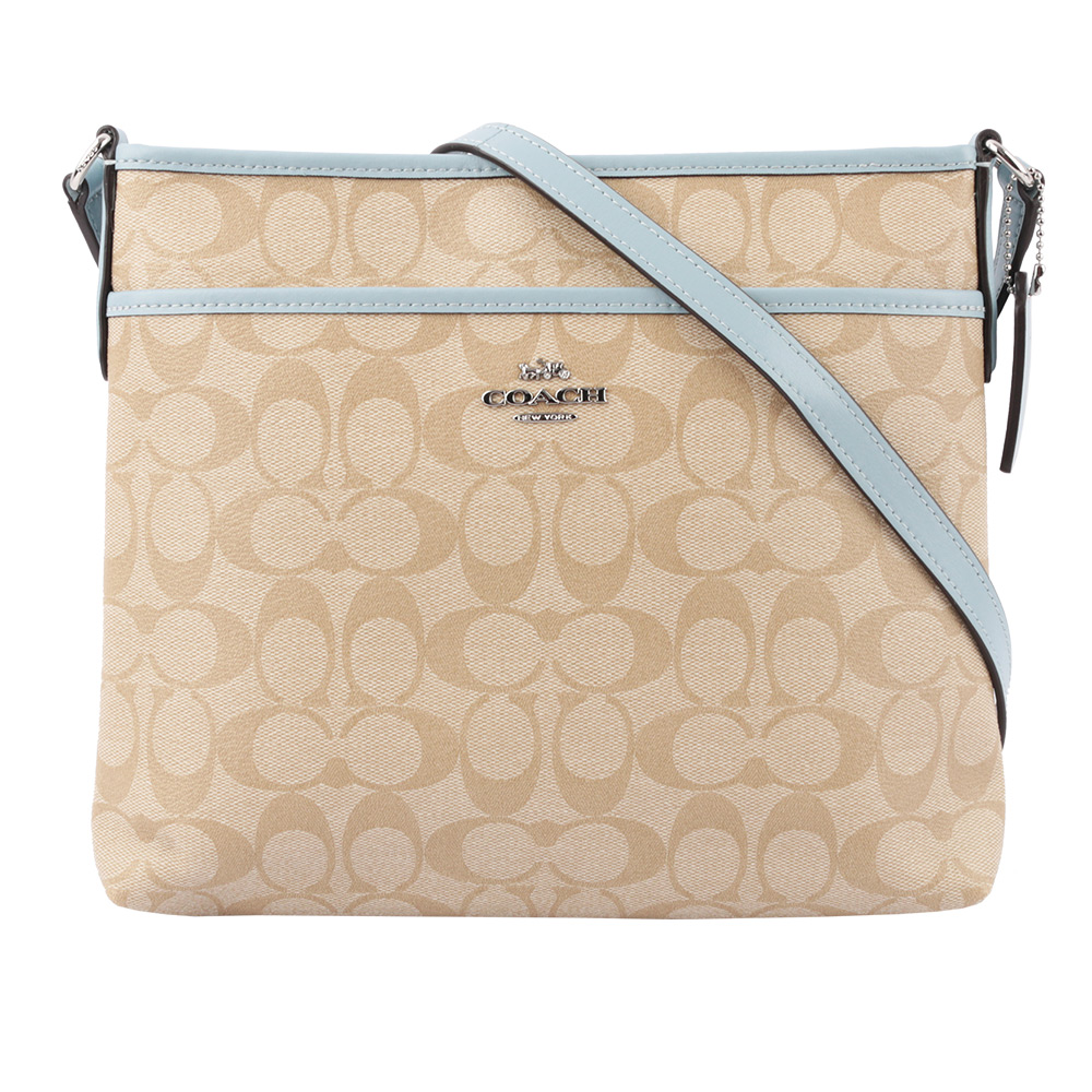 【COACH】PVC LOGO斜背包(薄款)(淡藍色) 29210 SVQEP