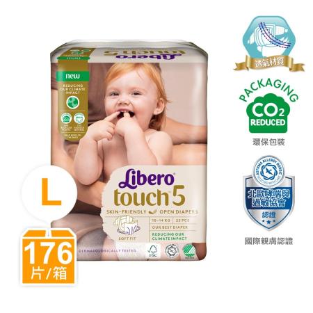 【麗貝樂】Touch嬰兒紙尿褲5號(L-22片x8包/箱)