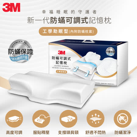 3M防蹣可調式
工學助眠型記憶枕
