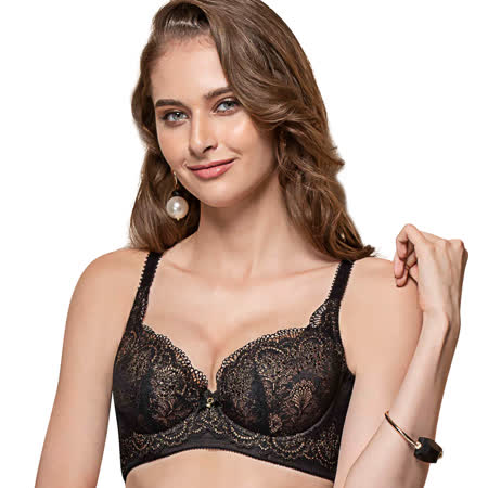 【思薇爾】炫金魅影系列B-G罩背心型蕾絲包覆內衣(黑色)