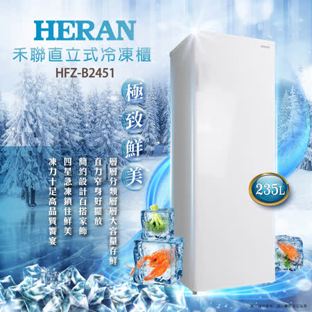 【HERAN 禾聯】235L 直立式冷凍櫃 HFZ-B2451(含拆箱定位)