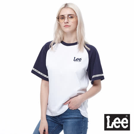 Lee 短T 
logo藍色拉克蘭袖