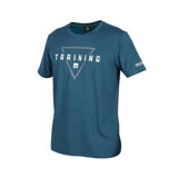 (男) FIRESTAR 彈性印花圓領短袖T恤-吸濕排汗 慢跑 路跑 運動上衣 墨藍灰白 XL