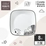 (任選) 【美國康寧 CORELLE】SNOOPY 史努比復刻黑白方形8吋午餐盤