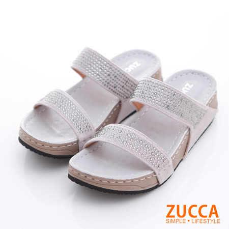 ZUCCA 
細碎鑽橫紋平底拖鞋