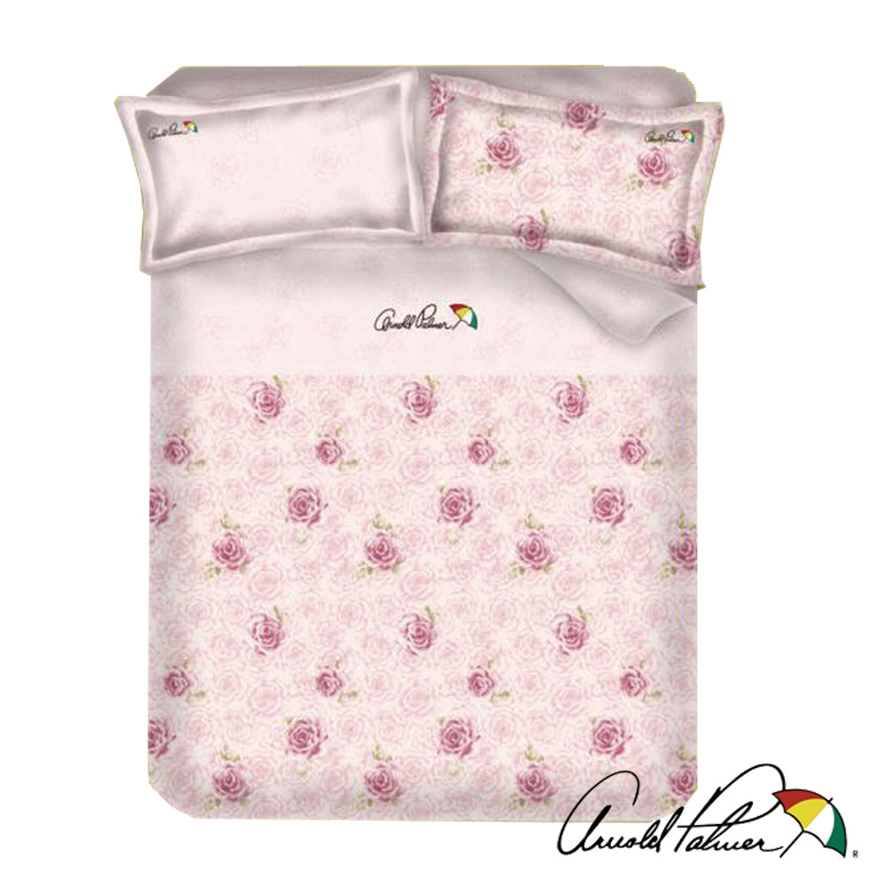 【Arnold Palmer雨傘牌】玫瑰濃情-60紗精梳棉床包被套雙人加大四件組
