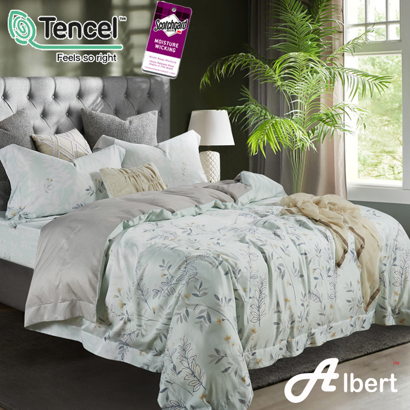 Albert《春纖》台灣製 吸濕排汗天絲枕套床包組