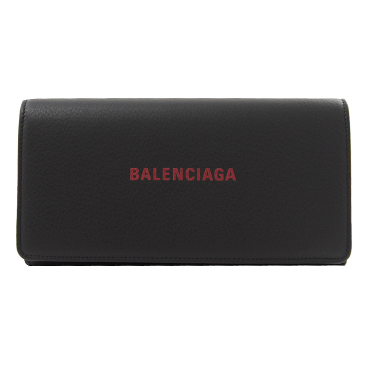 BALENCIAGA 巴黎世家 Everyday 全牛皮扣式長夾.黑色