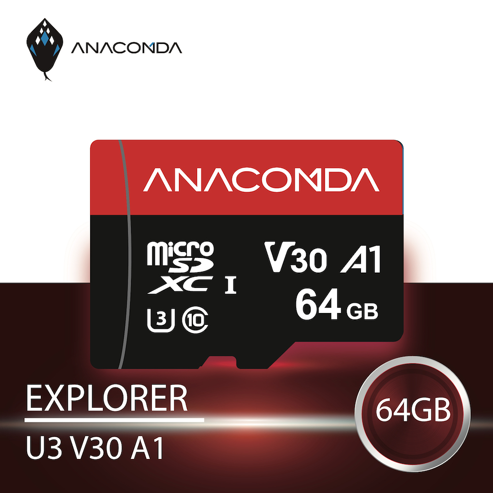 『超值活動GO-2入組』-ANACOMDA 巨蟒 Explorer MicroSDXC UHS-I U3 V30 A1 64GB 記憶卡