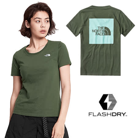 美國the North Face 女新款flashdry閃電快乾短袖圓領快排衫 機能性吸濕排汗衣 499o 37x 綠n Friday購物