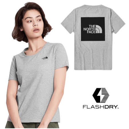 美國the North Face 女新款flashdry閃電快乾短袖圓領快排衫 機能性吸濕排汗衣 499o Dyx 灰n Friday購物