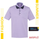【瑞多仕-RATOPS】男 COOLMAX 門襟出芽配POLO短袖排汗休閒衣.運動休閒衫/DB8983 粉彩紫/丈青藍芽