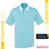 【瑞多仕-RATOPS】男新款 COOLMAX 門襟配色POLO短袖排汗休閒衣.運動休閒衫/DB8984 淺湖綠/綠色
