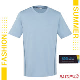 【瑞多仕-RATOPS】男新款 COOLMAX 圓領爬線短袖排汗休閒衣.運動休閒衫/DB8990 雲藍/丈青爬線