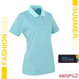 【瑞多仕-RATOPS】女新款 COOLMAX 門襟配色POLO短袖排汗休閒衣.運動休閒衫/DB8987 淺湖綠/綠色