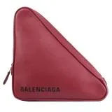 BALENCIAGA 巴黎世家 字母LOGO三角形小牛皮大手拿包.紅