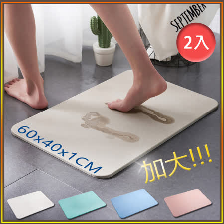 【樂邦】60X40CM 素色珪藻土腳踏墊(2入) 吸水 地墊 珪藻土地墊 矽藻土 腳墊 硅藻土 強效吸水