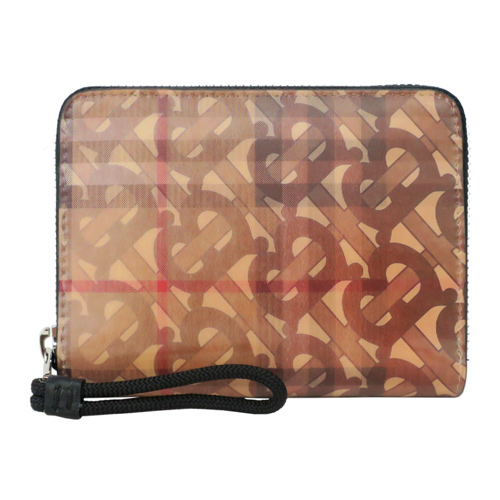 BURBERRY 格紋花押字紋3D交錯扣環中夾(棕)