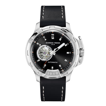【GIORGIO FEDON 1919】永恆系列核芯版 機械錶 真皮錶帶-黑/45mm(GFBG015)