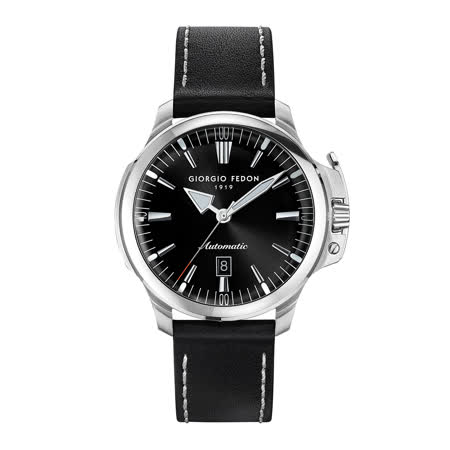 【GIORGIO FEDON 1919】永恆系列大三針 機械錶 真皮錶帶-黑/45mm(GFCE010)