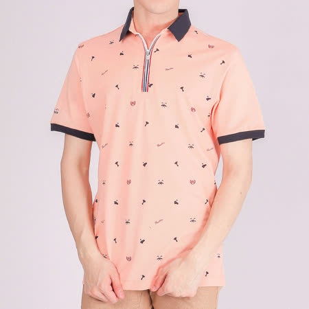 FANTINO
印花撞色拉鍊polo衫