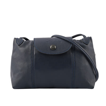 【LONGCHAMP】LE PLIAGE CUIR小羊皮斜背包(海軍藍) L1061 757 556