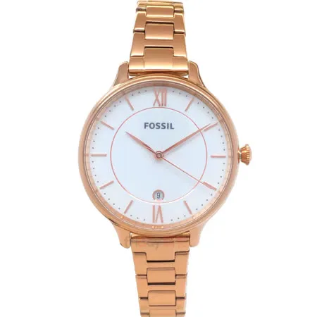 FOSSIL 手錶 ES4874 玫瑰金鋼帶 日期 女錶