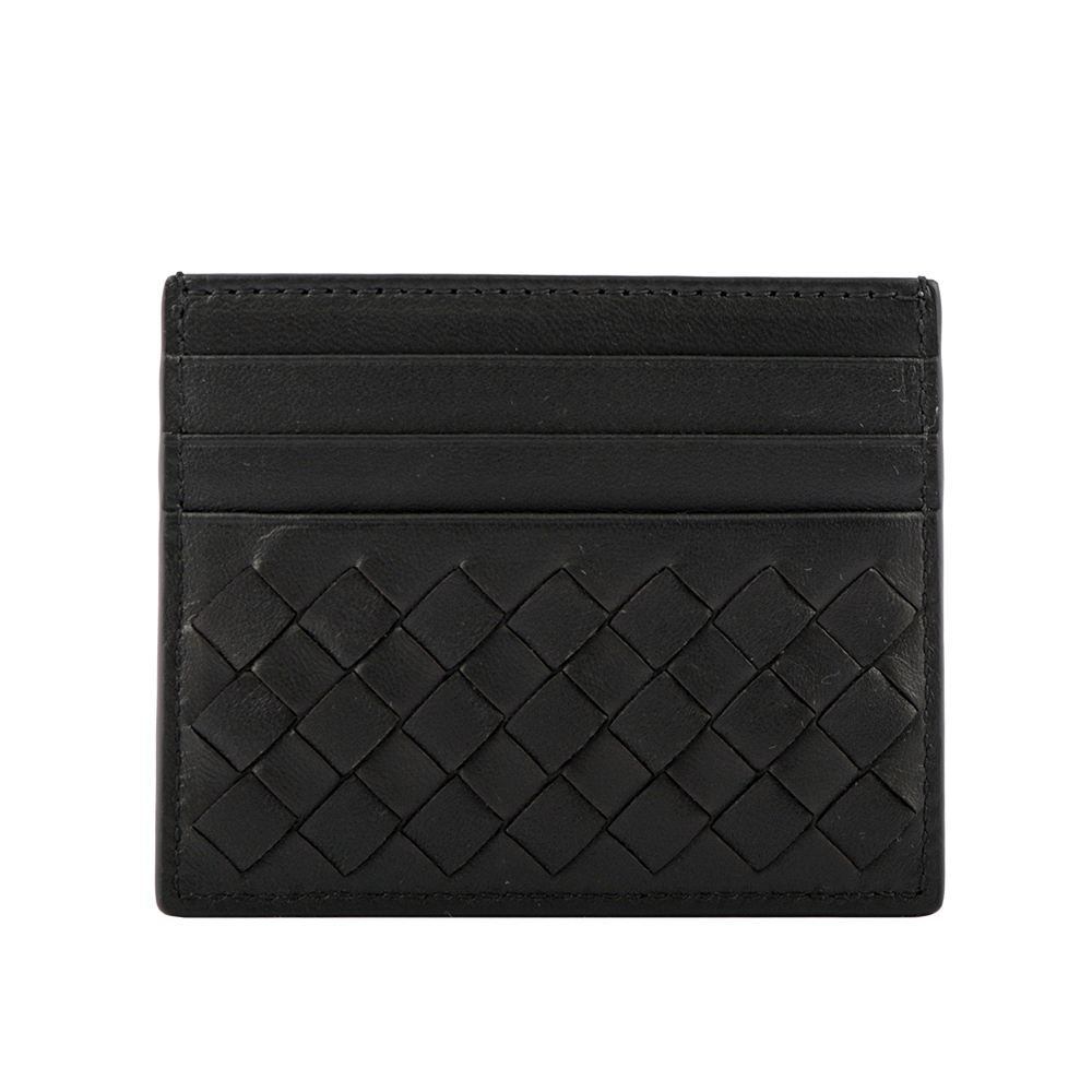 【BOTTEGA VENETA】小羊皮編織6卡信用卡/名片夾(黑色) 162150 V001N 1000