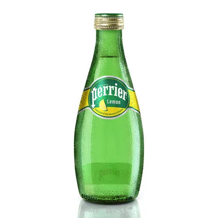 【法國Perrier】氣泡天然礦泉水-檸檬口味 玻璃瓶 330mlX24罐 箱 