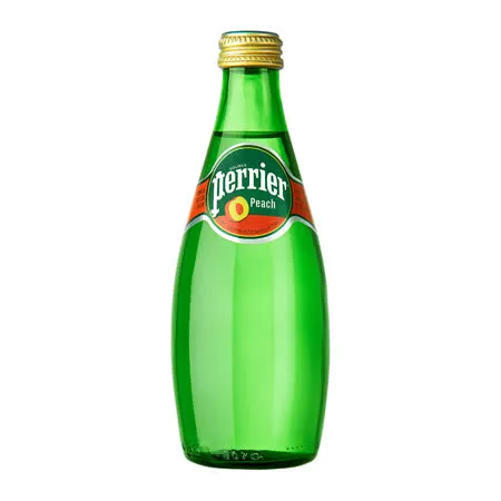 【法國Perrier】氣泡天然礦泉水 水蜜桃風味 玻璃瓶  330mlX24罐 箱 