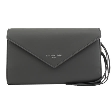 BALENCIAGA 巴黎世家 燙印LOGO小牛皮扣式長夾