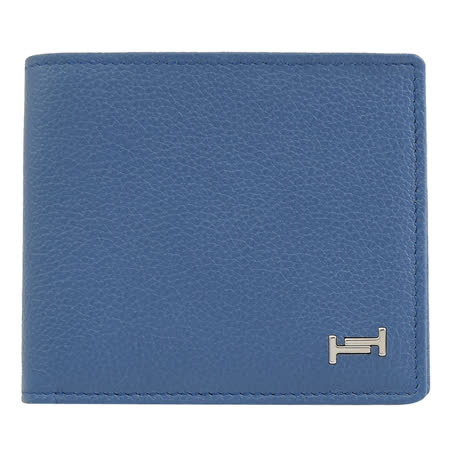 TODS DOUBLE T 小牛皮八卡短夾.藍