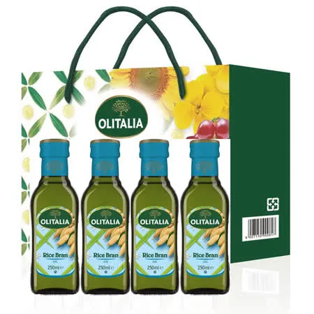 【Olitalia 奧利塔】玄米油250mlx4瓶(花開富貴禮盒)