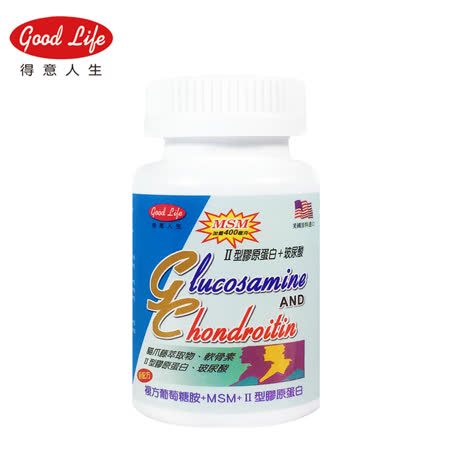 得意人生新二型膠原蛋白+玻尿酸+葡萄糖胺含貓爪藤萃取物與軟骨素-1入組(60粒)