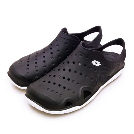 【男】LOTTO 戶外休閒輕潮洞洞鞋 排水透氣涼鞋系列 黑 0910