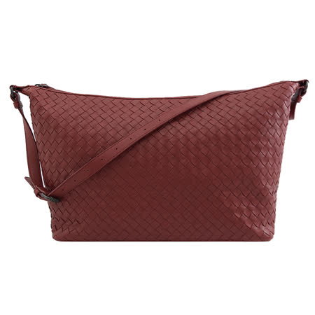 BOTTEGA VENETA 手工編織羊皮肩斜背包.玫瑰紅