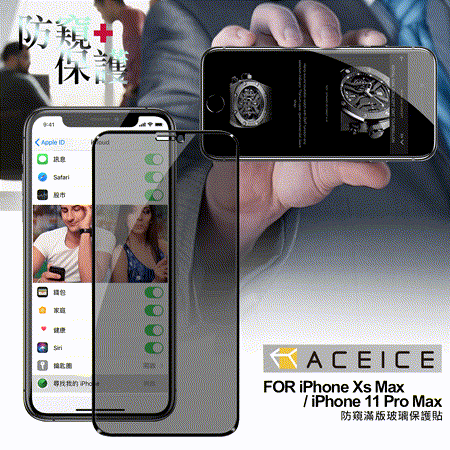 ACEICE for iPhone11 Pro Max / iPhone Xs Max 防窺滿版玻璃保護貼-黑