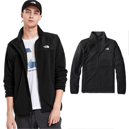 【美國 The North Face】男新款 TKA 100 輕柔刷毛抓絨保暖外套夾克(可套接GoreTex內件)/49AE-JK3 黑 N