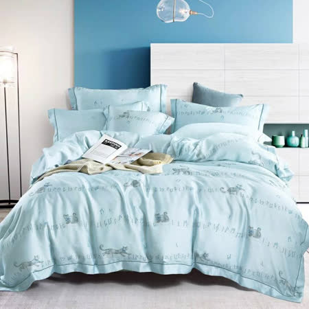 LAMINA 喵咪心語 雙人100%天絲四件式兩用被套床包組