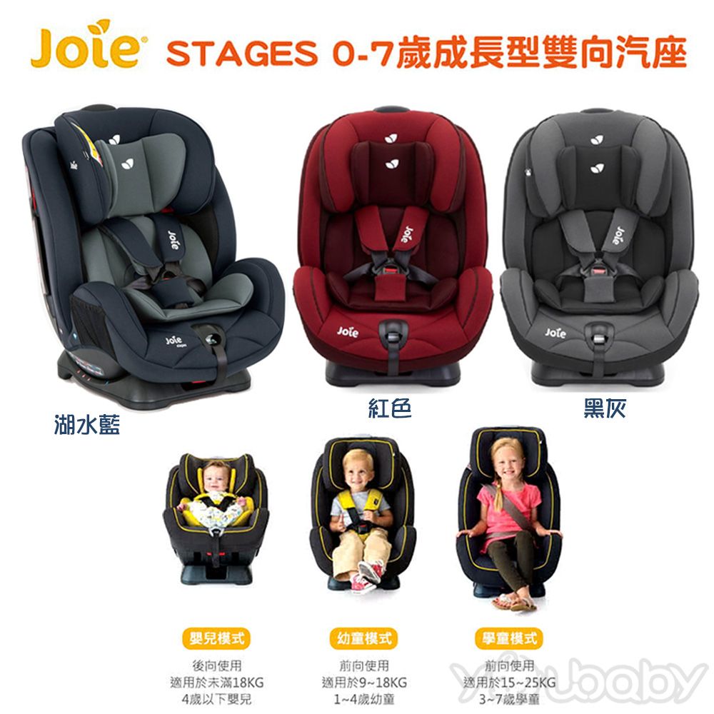Joie奇哥 stages 0-7歲
成長型安全座椅